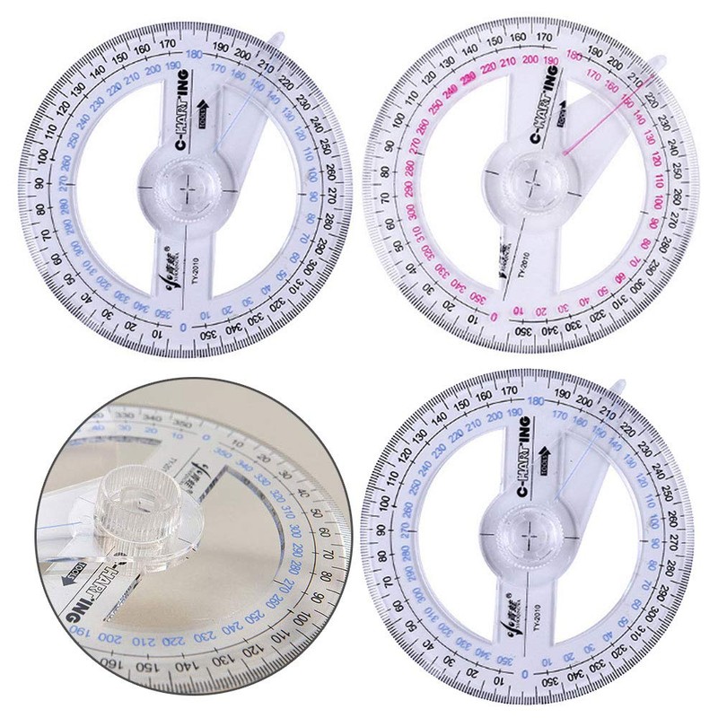 2PCS 360 Degree Angle Measure Circle Protractor 360 Degree Protractor
