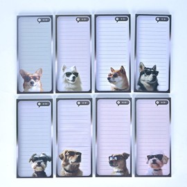 8 Magnetic Notepads - Notepads for grocery lists, shopping lists, to do lists, reminders - Strong Magnetic Back - Memo Plates with Cute Dog Pattern | 50 Sheets 9 * 19cm(8 Pack)