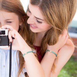 LKingel First Day of School Bracelets Matching Heart Bracelets for Mom and Daughter Back to School Bracelets for 2 Braided Adjustable Charm Bracelets Jewellery Present(Lake blue)