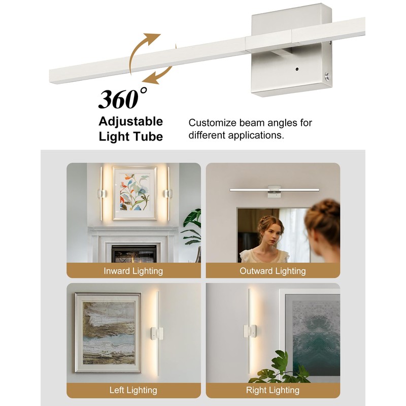 Rayogale 32 Inch Rechargeable Battery Operated Wall Sconce Set of