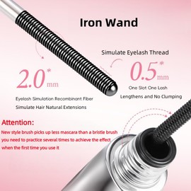 Steel Tube Mascara, Waterproof Iron Wand Mascara for Sparse/Fine Lashes, Long Lasting, Smudge-Proof, No Flaking and No Clumping, Black