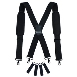 KUNN Tool Belt Suspenders Removable Padded Shoulder Work Suspenders with 4Pcs Attachment Loops,Comfortable and Adjustable