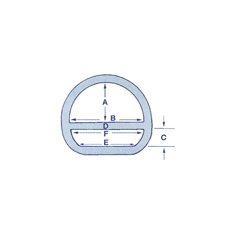 Double Bar D Ring Stainless Steel 6MM x 50MM