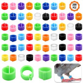 Huayue Pack of 200 Poultry Bands, Spiral Ring, Birds Foot Rings, Leg Rings, Leg Bands, Clamping Rings, Identification Foot Ring for Marking for Bird, Parrot, Dove, Quail, Chick (Mixed Colours)