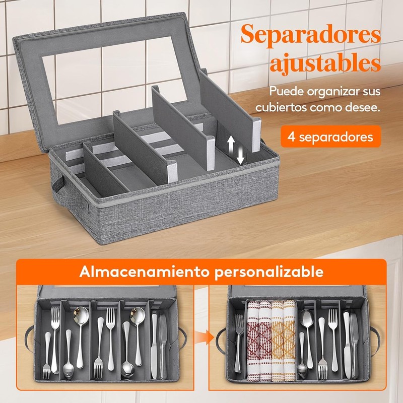 Lifewit - Caja de almacenamiento de cubiertos cubiertos con tapa