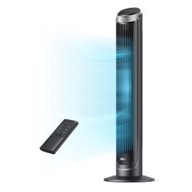 Dreo Tower Fan for Bedroom, 90° Oscillating Fans that Blow Cold Air, 5 Speeds, 4 Modes with 26ft/s Velocity, 12H & 28dB Quiet Timer, Remote, Touch, 40" Standing Floor Fan for Home Office, Black