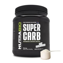 NutraBio Super Carb - Suplemento de Carbohidratos Complejos en Polvo - 25 gr de Dextrina en Racimo por Servicio - Electrolitos para Mejorar el Rendimiento - 775 gr - Sin Sabor - 30 Porciones