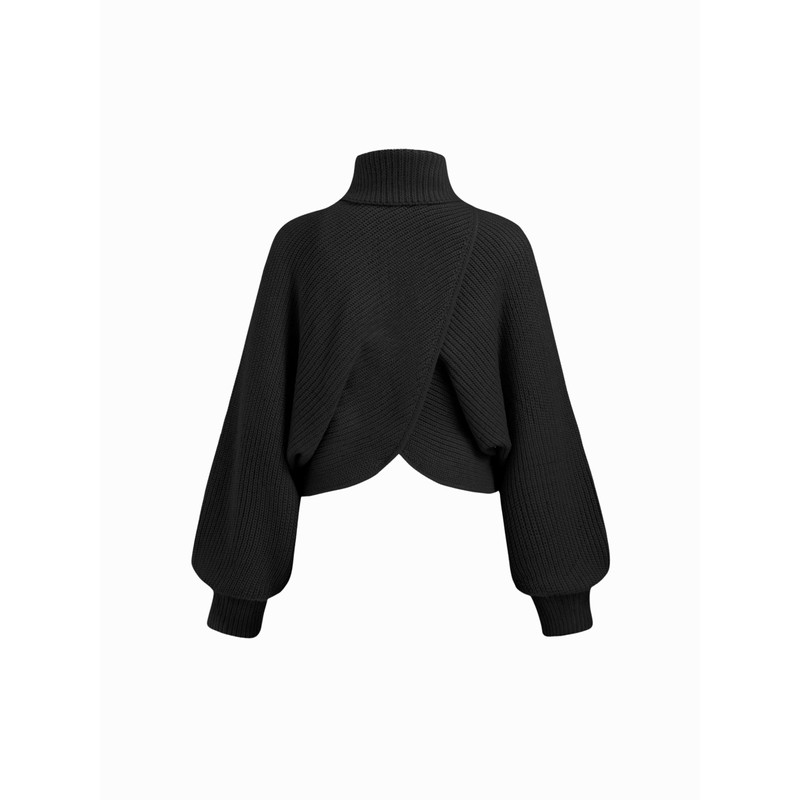 CIDER Cropped Sweaters for Women Turtleneck Sweater Long Sleeve Ribbed