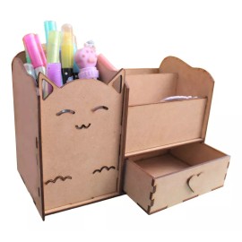 Ryh & Compañia Caja Organizadora Lapicera De Gatito Mdf Natural