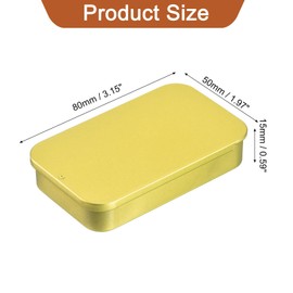 sourcing map 2 Pcs Metal Tin Box Container, 3.1x2x0.6 Inch Slide Top Tin Containers Empty Rectangular Storage Box Portable Mini Tin Case for Candy Cosmetic Crafts, Gold