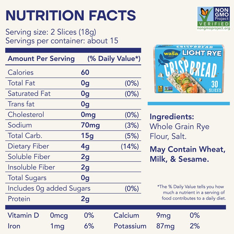 Wasa Light Rye Crispbread, 9.5 oz (Pack of 12), Rye