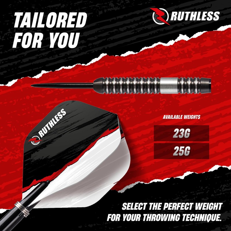 RUTHLESS Night Hawk Professional Tungsten Steeltip Darts Set in 23g