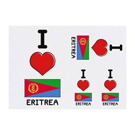 Azeeda 4 x 'I Love Eritrea' Temporäre Tattoos - Wasserfest, Hautfreundlich & Ungiftig · Transfers in Verschiedenen Größen (TO00054325)