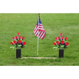 Cemetery Vases with Spikes and Foam - Cemetery Flower Holders with Black Drainage Hole, Perfect for Cemetery Grave Decoration (2)