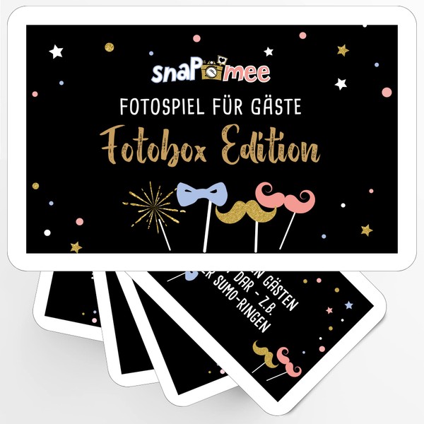 Fotospiel Photo Box Party by snaPmee - 50+4 Photo Tasks for Birthday, Wedding & Co - Prop, Accessory, Accessories, Black Gold