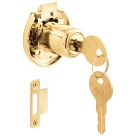 Prime-Line Drawer And Cabinet Lock 7/8" For 1" T Panel Brs Pltd Fin