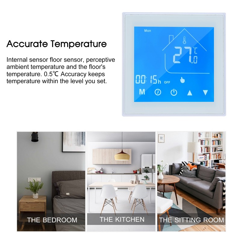 Thermostat Temperature Controller LCD Display Week Programmable for Water/Gas Boiler