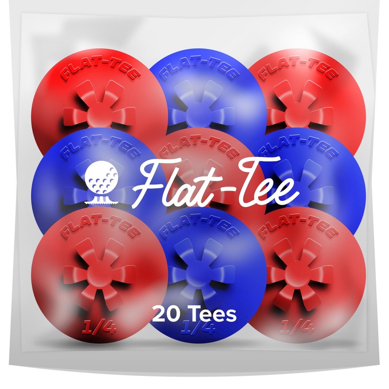 Flat-Tee Golf Tee (1/4" & 3/16" (4.76mm & 6.35mm), Red/White/Blue)