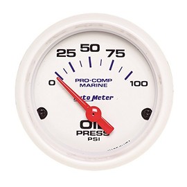 AutoMeter Auto Meter 200758 Gauge, Oil Pressure, 2 1/16", 100Psi, Electric, Marine White