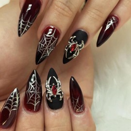 MISUD Uñas Postizas Con Diseño De Telaraña, Uñas ...