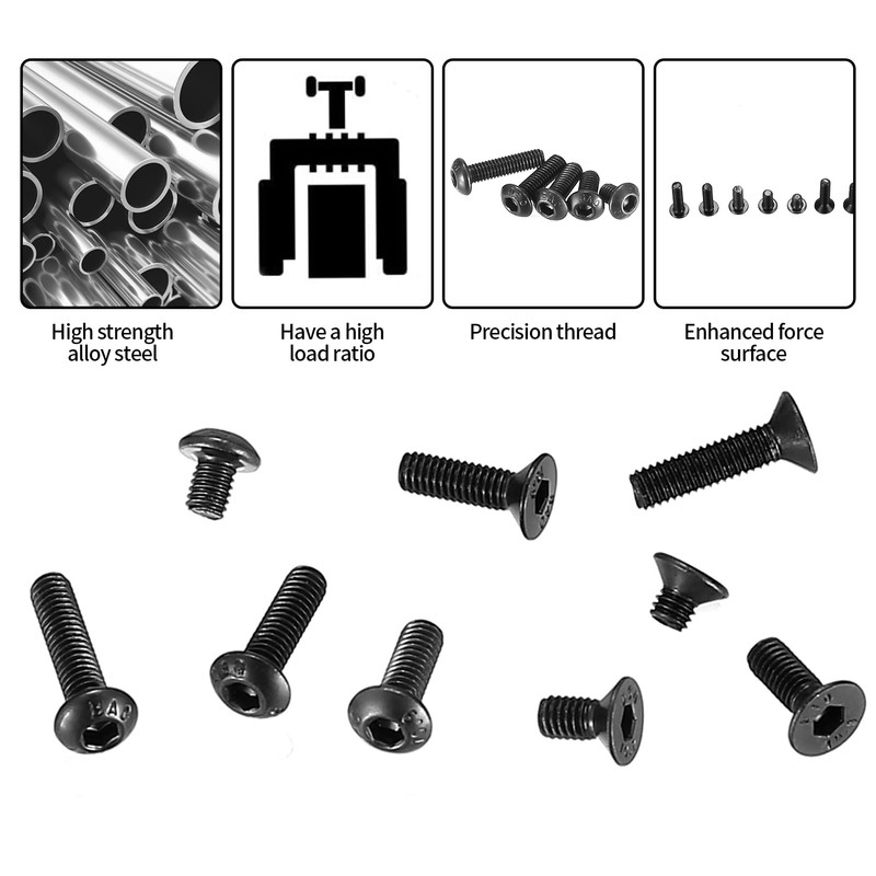 720 Pcs M3 Metric Hex Socket Head Cap Screws Bolts