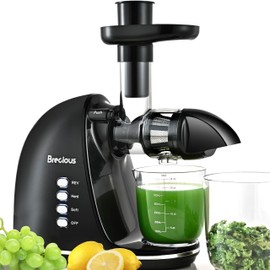 Slow Masticating Juicer,Brecious Cold Press Juicers with 2 Speed Modes & Quiet Motor,Juicers Machines Vegetable and Fruit with Reverse Function,Celery Juicer,BPA-Free,Easy to Clean (Black)