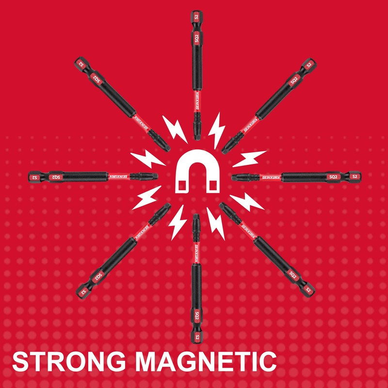 GEINXURN Impact Tough 3Inches #2 Square Insert Driver Bits,15Pack Magnetic