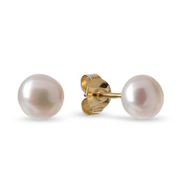 Pearl Stud Earrings Gold Silver 925 Natural White Freshwater Pearls 6-6.5 mm Super Glue Extremely Strong Hold Perfect Women Gift Real Pearl Earrings Women Pearl White