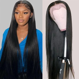 Ice Pear 13x6 Lace Front Wigs Human Hair Pre Plucked 180% Density 34 Inch HD Straight Lace Frontal Wigs for Black Women Glueless Wigs Human Hair Pre Plucked with Baby Hair
