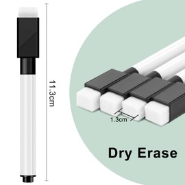 JEFURE Whiteboard Markers, Pack of 30, Magnetic Whiteboard Pens, Black Foil Pen, Wipe Clean with Eraser, Wipe Clean Pens with Fine Tip for Home, School, Office