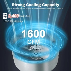 Unbranded 15 Inch Exhaust Fan,1600CFM 2400 SQF Low Noise Gable Vent Attic Fan w/Thermostat