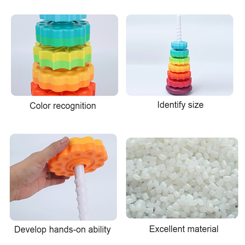 Rotating Stacking Toy for Kids Rainbow Rotating Wheel Toy Fun