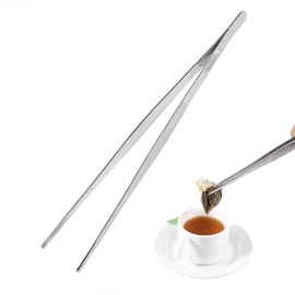 Tefola Pinzas largas de acero inoxidable para alimentos Pinzas médicas rectas para el hogar Herramienta de cocina de jardín 30cm