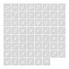 AIEX 62 Pcs Calligraphy Letter Stencils, 1.6 Inch Farmhouse Style Letter Number Template Interlocking Alphabet Stencils for Art Projects Decoration Painting DIY Craft