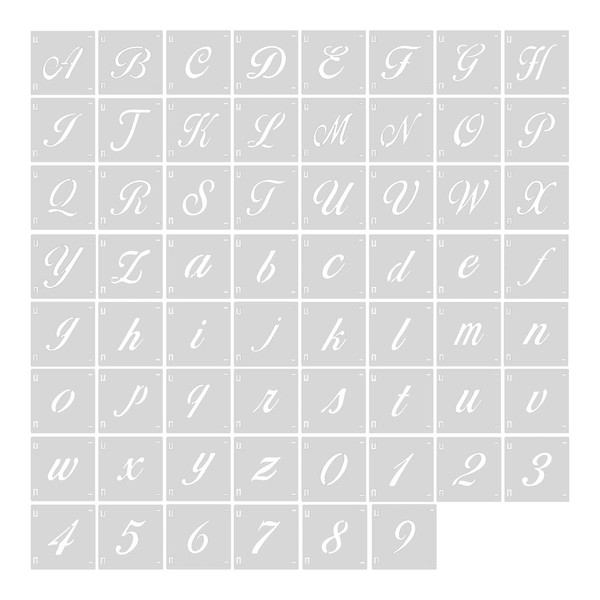 AIEX 62 Pcs Calligraphy Letter Stencils, 1.6 Inch Farmhouse Style