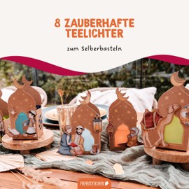 Papierdrachen 8 Ramadan Lanterns - Gold Foiled - Islamic Motifs - Easy DIY Project - Creative Decorating - for Crafts and Gifting - Set 01