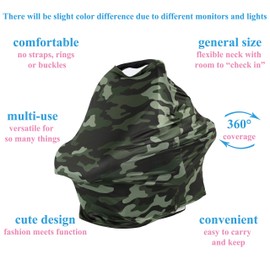TUOKING Car Seat Covers for Babies, Silky Nursing Cover for Breastfeeding, Matching Storage Bag (Camouflage)