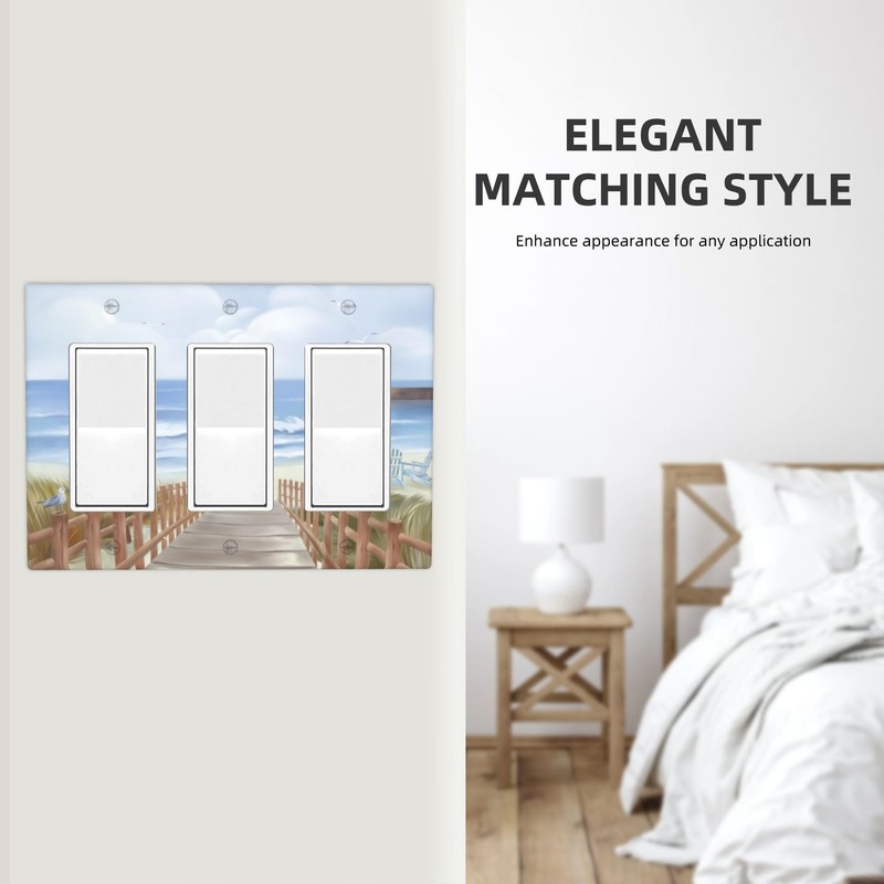Beach Ocean Triple Rocker Decorative Light Switch Cover Plate