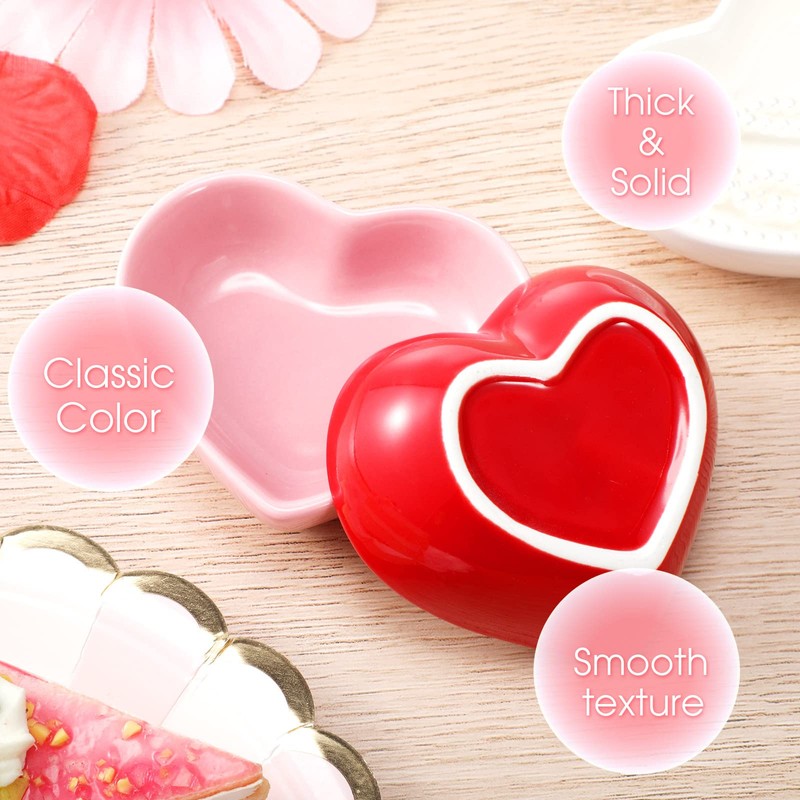 9 Pieces Heart Shaped Bowls Valentine's Day Multipurpose Ceramic Heart
