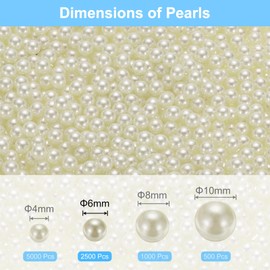 sourcing map 2500Pcs Faux Pearl for Vase Filler, 6mm No Hole ABS Round Pearls for Crafting, Jewelry Making, Vase Filler, Cosmetic Boxes, DIY Parts, Table Scatter, Home Decoration, Beige