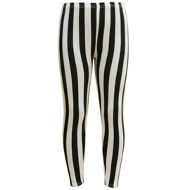 A2Z 4 Kids Girls Legging Black White Vertical Striped Trendy Fashion Elasticated Waist Leggings - Stripes Legging 11-12