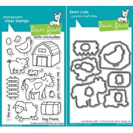 Lawn Fawn Critters On The Farm Clear Stamp and Die Set - Includes One Each of LF355 (Stamp) & LF686 (Die) - Custom Set
