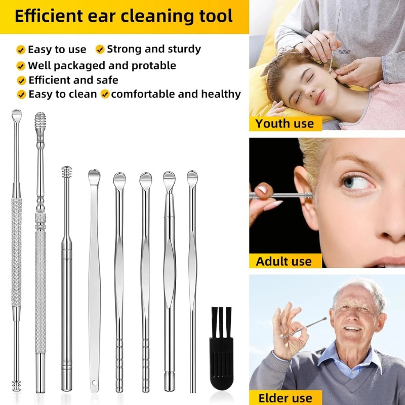 mamakoi 9 Pcs Ear Pick Earwax Removal Kit, Ear Cleansing