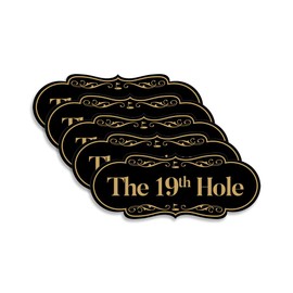 Signs ByLITA Designer The 19th Hole Sign (Black Gold) - Large (5 Pack)