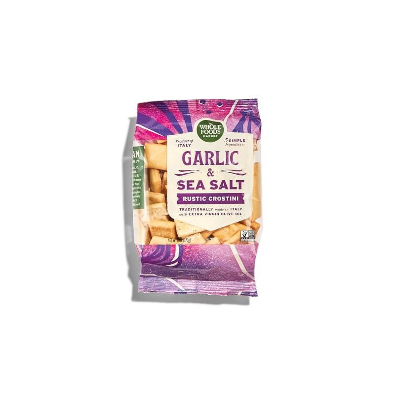 Whole Foods Market, Rustic Italian Crackers, Garlic & Sea Salt,