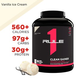 Rule 1 R1 Clean Gainer, Vanilla Ice Cream - 4.76 Pounds - 30g of Complete Protein with 3:1 Carb-to-Protein Ratio - 15 Servings