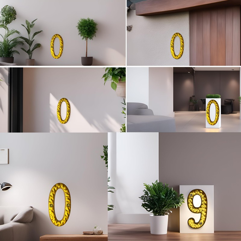 4" Golden Hammered Cast Iron House Numbers | Stylish Home