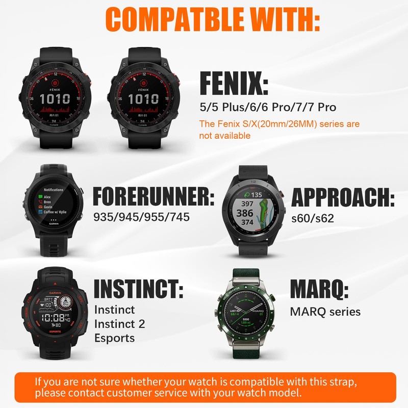 Watch Strap for Garmin Fenix 6 Pro/6/7 Pro/7/5 Plus/5, Quickfit