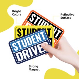 Criyar Student Driver Car Magnets - New Driver Sign Magnets for Automotive Exterior Accessories | Car Decals Alternative Strong Magnetic Safety (Blue/Yellow/Orange-Student)