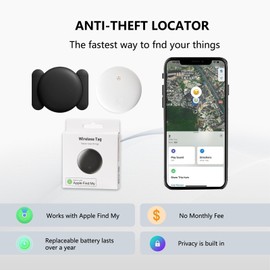 Mini Hidden GPS Tracking Device for Vehicles, Cars etc, Hidden GPS Car Tracking Device with Magnetic Waterproof Case, Running in Apple FIND My, No Extra Monthly fee(1PC Withe Device Black case)
